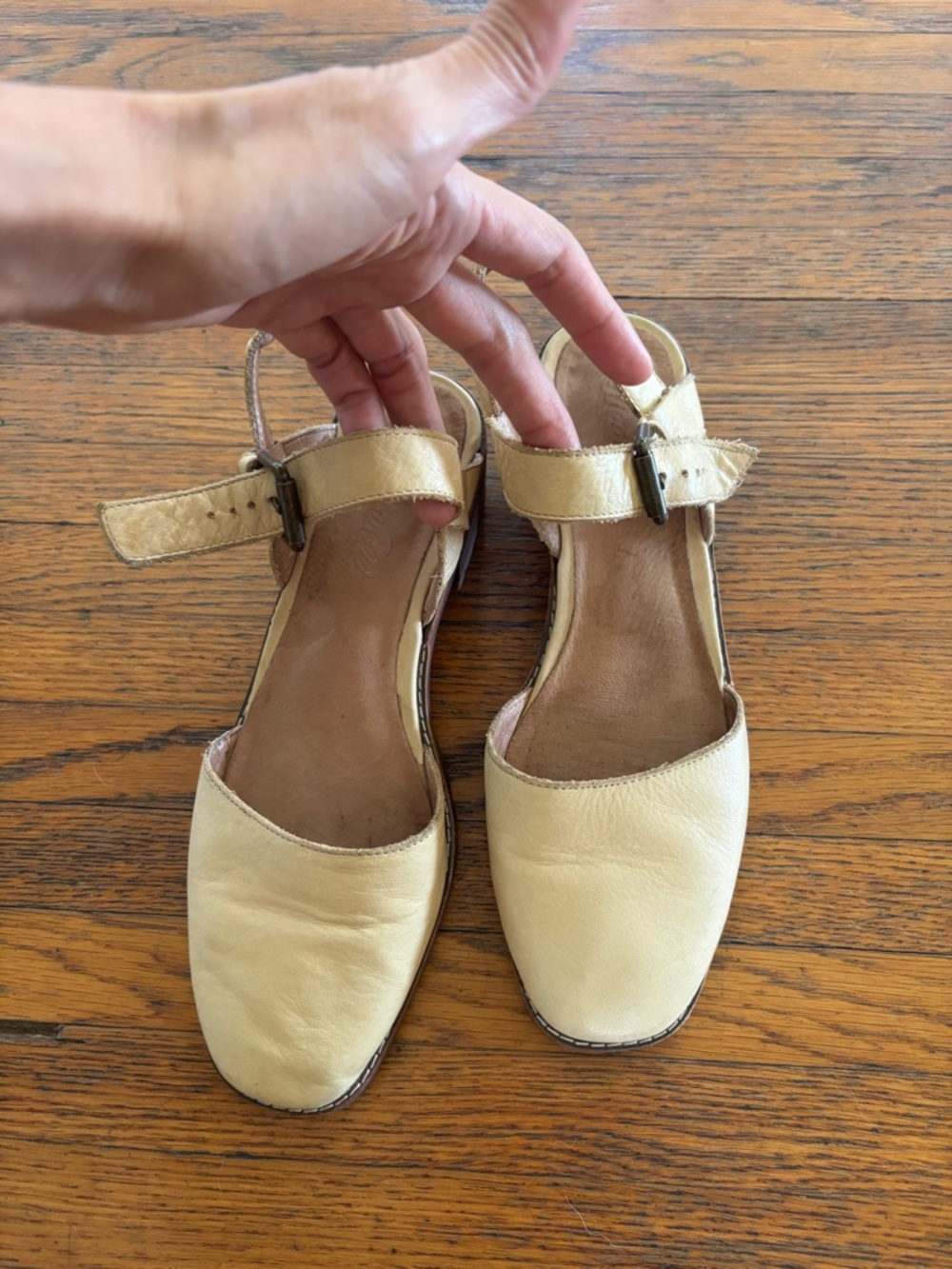 Madewell Pale Yellow Leather Slingback Flats